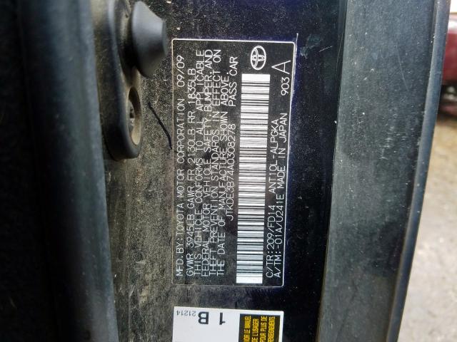 JTKDE3B74A0308278 - 2010 TOYOTA SCION TC  ფოტო 10