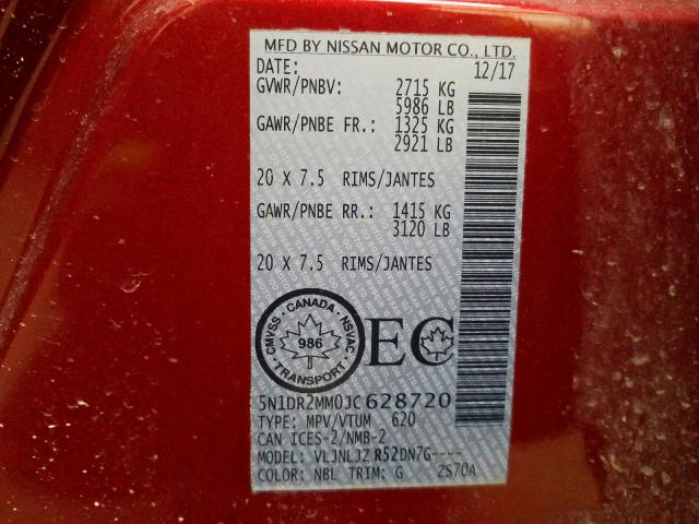 5N1DR2MM0JC628720 - 2018 NISSAN PATHFINDER S  Foto 10