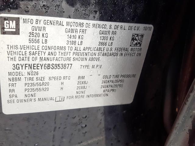 3GYFNEEY6BS553877 - 2011 CADILLAC SRX PERFORMANCE COLLECTION  фото 10