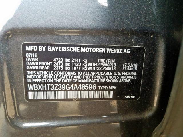 WBXHT3Z39G4A48596 - 2016 BMW X1 XDRIVE28I  photo 10