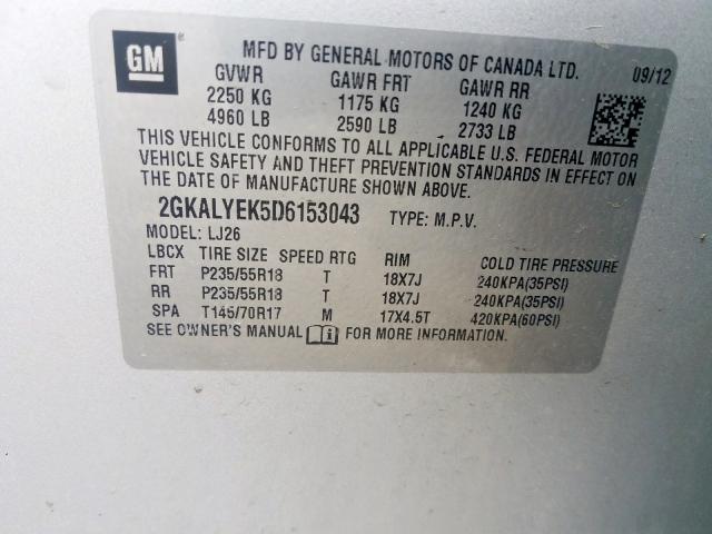 2GKALYEK5D6153043 - 2013 GMC TERRAIN DENALI  photo 10