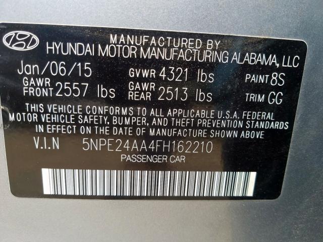 5NPE24AA4FH162210 - 2015 HYUNDAI SONATA ECO  photo 10