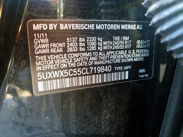 5UXWX5C55CL719840 - 2012 BMW X3 XDRIVE28I  photo 10