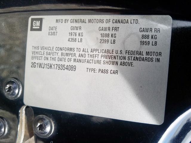 2G1WJ15K179354089 - 2007 CHEVROLET MONTE CARLO LS  ფოტო 10