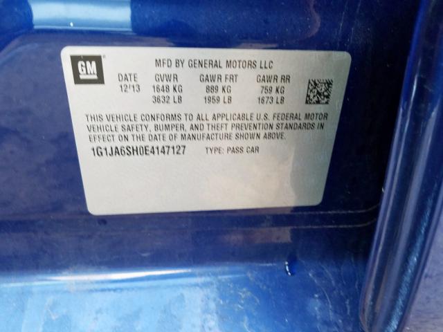 1G1JA6SH0E4147127 - 2014 CHEVROLET SONIC LS  photo 10