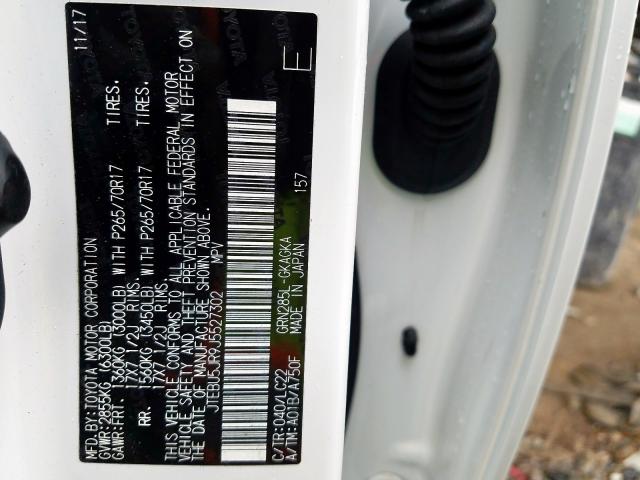 JTEBU5JR9J5527302 - 2018 TOYOTA 4RUNNER SR5/SR5 PREMIUM  photo 10