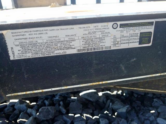 4YMBC121XKT000999 - 2019 UTILITY TAR TRAILR  photo 10