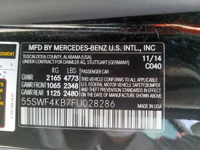 55SWF4KB7FU028286 - 2015 MERCEDES-BENZ C 300 4MATIC  photo 10