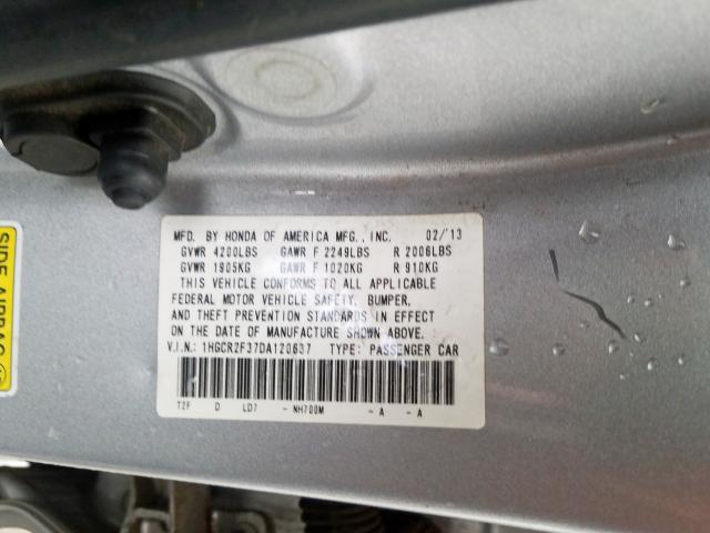 1HGCR2F37DA120637 - 2013 HONDA ACCORD LX  photo 10