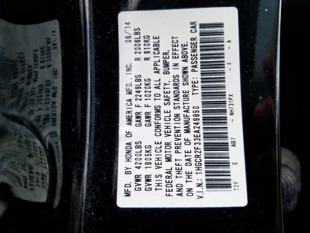 1HGCR2F33EA249850 - 2014 HONDA ACCORD LX  photo 10