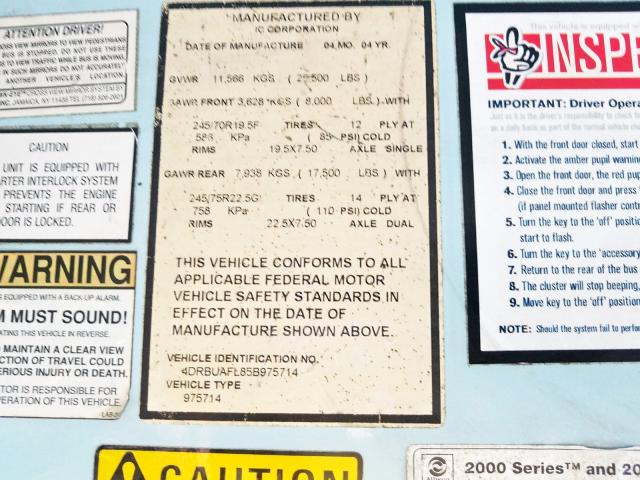 4DRBUAFL85B975714 - 2005 IC CORPORATION 3000  photo 10