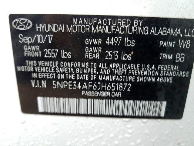 5NPE34AF6JH651872 - 2018 HYUNDAI SONATA SPORT  foto 10