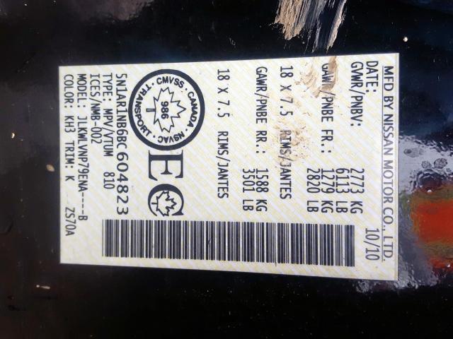 5N1AR1NB6BC604823 - 2011 NISSAN PATHFINDER S  photo 10