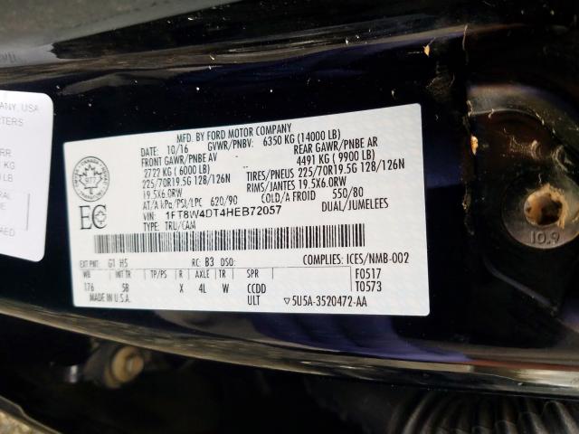 1FT8W4DT4HEB72057 - 2017 FORD F450 SUPER DUTY  photo 10
