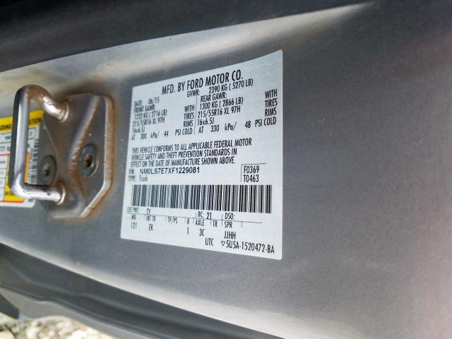NM0LS7E7XF1229081 - 2015 FORD TRANSIT CONNECT XL  photo 10