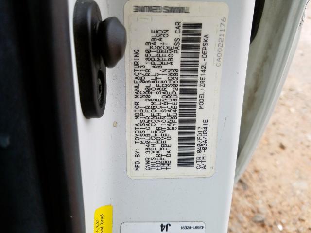 5YFBU4EE8DP205280 - 2013 TOYOTA COROLLA BASE  照片 10