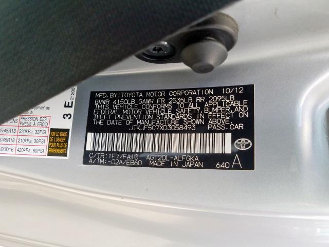 JTKJF5C7XD3058493 - 2013 TOYOTA SCION TC  照片 10