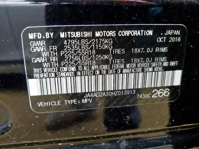 JA4AD2A30HZ013913 - 2017 MITSUBISHI OUTLANDER ES  photo 10