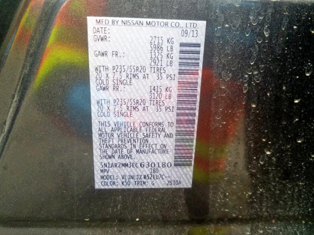 5N1AR2MM3EC630180 - 2014 NISSAN PATHFINDER S  照片 10