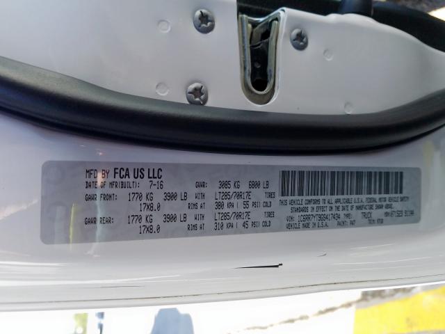 1C6RR7YT9GS417434 - 2016 RAM 1500 REBEL  ფოტო 10