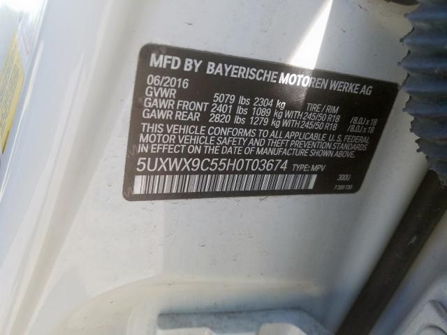 5UXWX9C55H0T03674 - 2017 BMW X3 XDRIVE28I  Foto 10