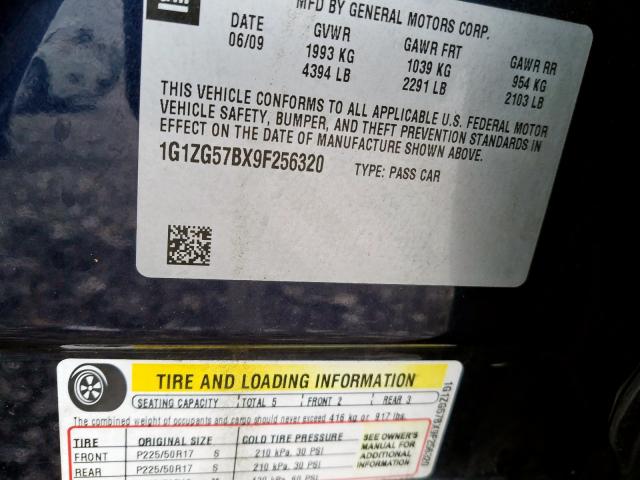 1G1ZG57BX9F256320 - 2009 CHEVROLET MALIBU LS  照片 10