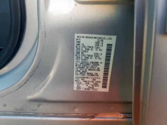 5N1AA08B36N723341 - 2006 NISSAN ARMADA SE  photo 10