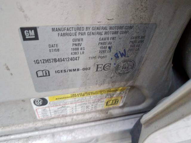 1G1ZH57B494124047 - 2009 CHEVROLET MALIBU 1LT  照片 10