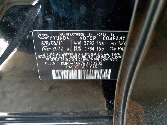 KMHDH4AE7BU150903 - 2011 HYUNDAI ELANTRA GLS  photo 10