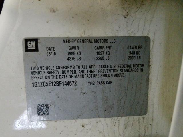 1G1ZC5E12BF144672 - 2011 CHEVROLET MALIBU 1LT  照片 10