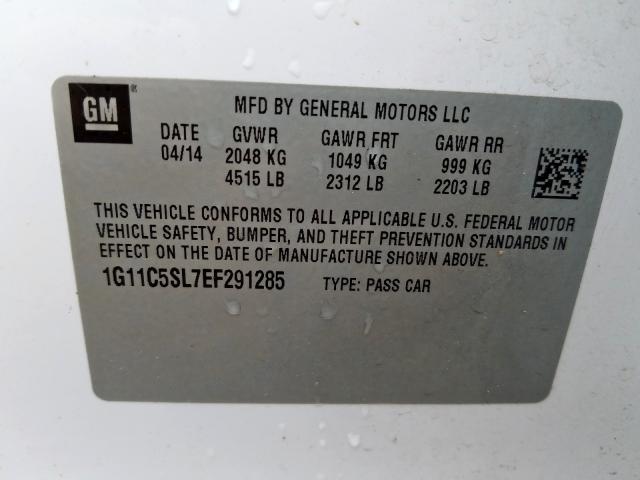 1G11C5SL7EF291285 - 2014 CHEVROLET MALIBU 1LT  照片 10