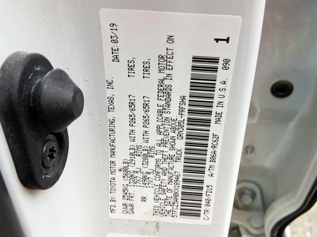 5TFCZ5AN8KX189467 - 2019 TOYOTA TACOMA DOUBLE CAB  照片 10