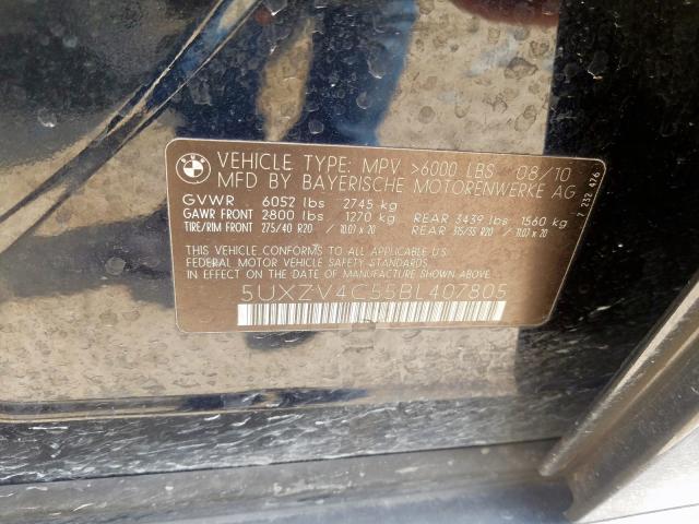 5UXZV4C55BL407805 - 2011 BMW X5 XDRIVE35I  foto 10