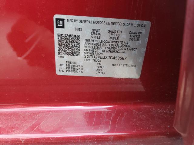 3GTU2PEJ2JG453667 - 2018 GMC SIERRA K1500 DENALI RED photo 10