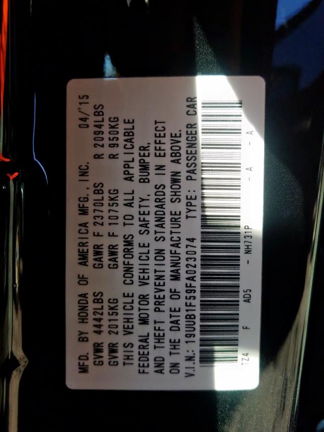 19UUB1F59FA023074 - 2015 ACURA TLX TECH  photo 10