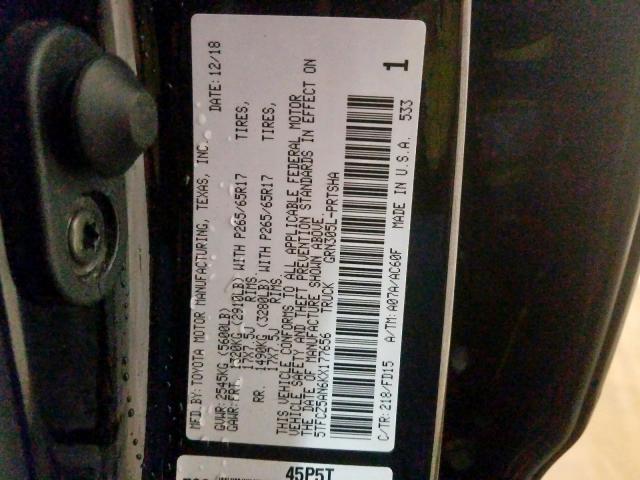 5TFCZ5AN6KX177656 - 2019 TOYOTA TACOMA DOUBLE CAB  照片 10