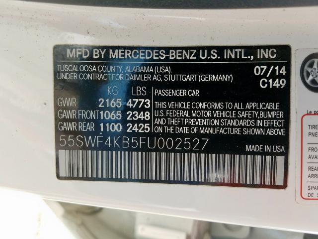 55SWF4KB5FU002527 - 2015 MERCEDES-BENZ C 300 4MATIC  photo 10