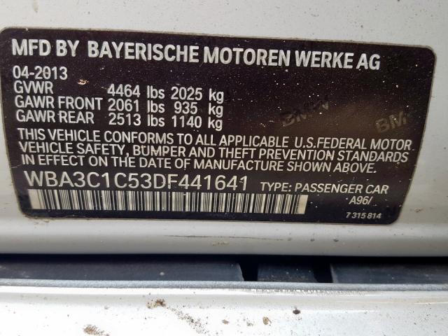 WBA3C1C53DF441641 - 2013 BMW 328 I SULEV  photo 10