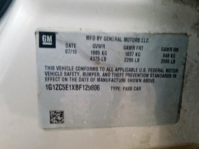 1G1ZC5E1XBF129806 - 2011 CHEVROLET MALIBU 1LT  照片 10