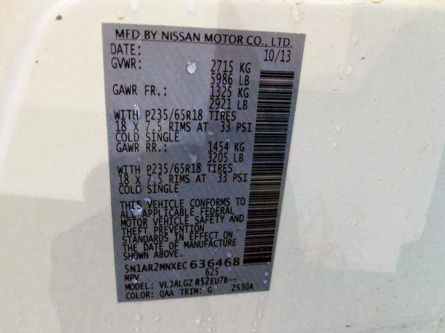 5N1AR2MNXEC636468 - 2014 NISSAN PATHFINDER S  photo 10