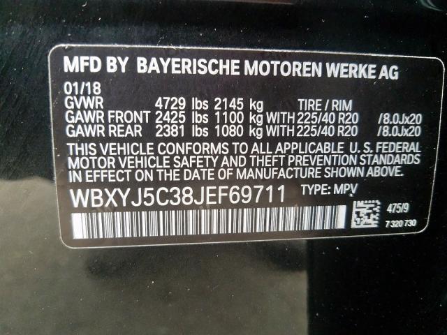 WBXYJ5C38JEF69711 - 2018 BMW X2 XDRIVE28I  photo 10