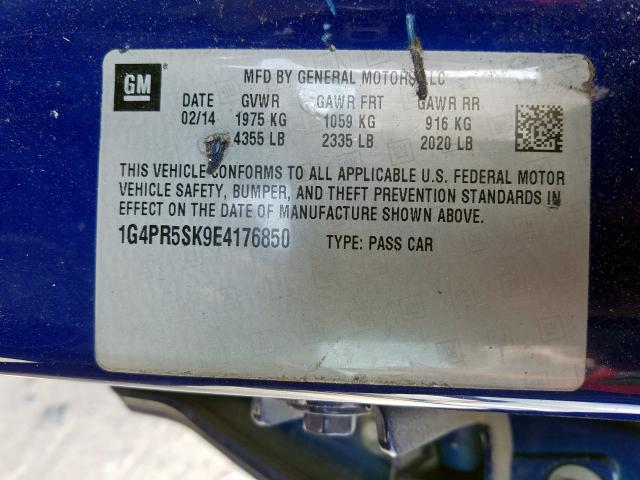 1G4PR5SK9E4176850 - 2014 BUICK VERANO CONVENIENCE  photo 10