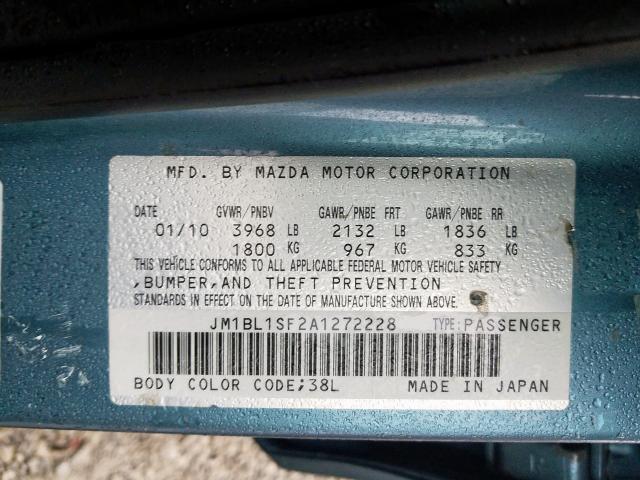 JM1BL1SF2A1272228 - 2010 MAZDA 3 I  photo 10