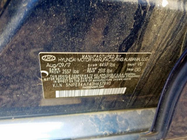 5NPE34AF4JH637890 - 2018 HYUNDAI SONATA SPORT  photo 10