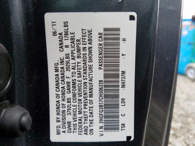 2HGFG3B17CH506228 - 2012 HONDA CIVIC EXL  照片 10