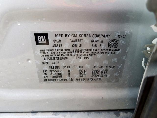 KL4CJASB7JB566610 - 2018 BUICK ENCORE PREFERRED  фото 10