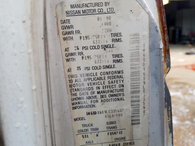 1N6SD16S9LC335687 - 1990 NISSAN D21 KING CAB  photo 10