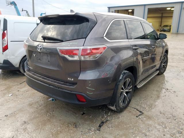 5TDKKRFH0GS146183 - 2016 TOYOTA HIGHLANDER XLE  photo 4