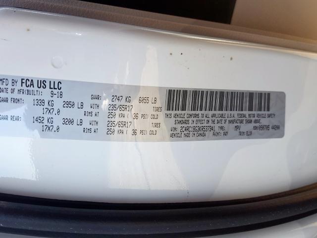 2C4RC1BG3KR537341 - 2019 CHRYSLER PACIFICA TOURING L  photo 10