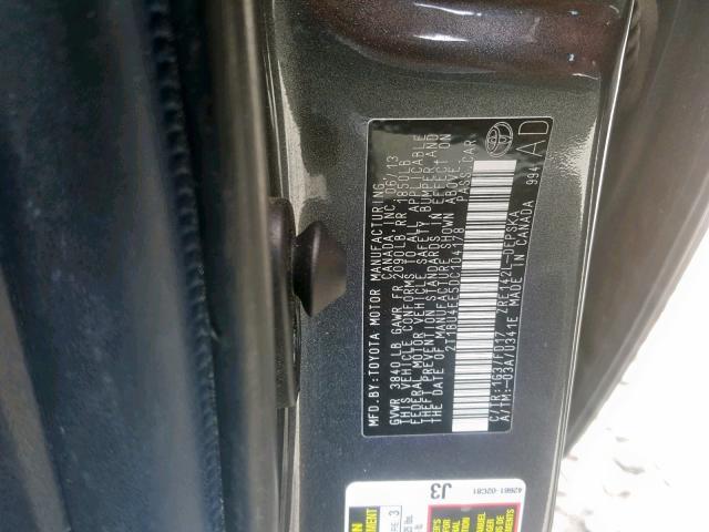 2T1BU4EE5DC104178 - 2013 TOYOTA COROLLA BASE  照片 10